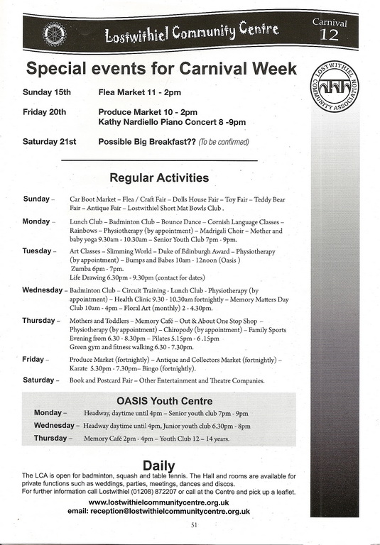 2012 Lostwithiel Carnival Programme Page 51